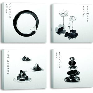 Obrazy v sadě 4 ks 30x30 cm Japanese Zen – Wallity
