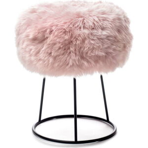 Stolička s růžovým sedákem z ovčí kožešiny Royal Dream, ⌀ 36 cm