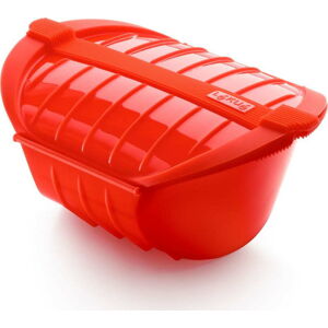Červená silikonová nádoba pro vaření v páře Lékué Deep Steam Case L