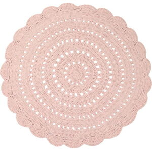Růžový ručně háčkovaný koberec z bavlny Nattiot Alma, ø 120 cm