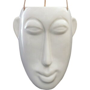 Bílý závěsný květináč PT LIVING Mask, výška 22,3 cm