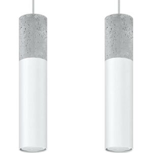 Bílo-šedé závěsné svítidlo Nice Lamps Edo, délka 34 cm