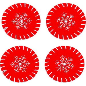 Červené podtácky s vánočním motivem v sadě 4 ks – Casa Selección