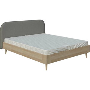 Šedá dvoulůžková postel ProSpánek Lagom Plain Wood, 140 x 200 cm