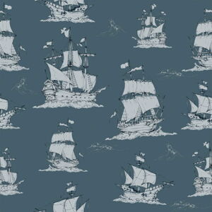 Dětská tapeta Dekornik Navy Blue Ships, 100 x 280 cm