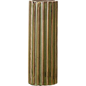 Zelená váza z kameniny Bloomingville Stripes, výška 15 cm