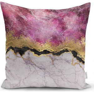 Povlak na polštář Minimalist Cushion Covers Marble With Pink And Gold, 45 x 45 cm