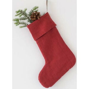 Červená vánoční lněná závěsná dekorace Linen Tales Christmas Stocking