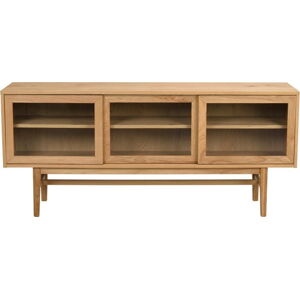 Vitrína v dekoru dubu s posuvnými dveřmi v přírodní barvě 170x75 cm Hazelton – Rowico