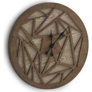 Hnědé nástěnné hodiny Geese Time Traveller, Ø 60 cm