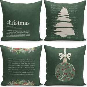 Sada 4 vánočních dekorativních povlaků na polštář Kate Louise Christmas Noel, 43 x 43 cm