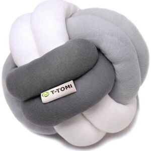 Šedo-bílý bavlněný pletený míč T-TOMI, ø 20 cm