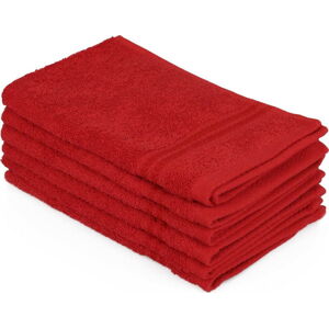 Sada 6 červených ručníků do koupelny, 50 x 30 cm