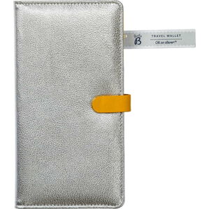 Cestovní peněženka ve stříbrné barvě se žlutými detaily Busy B Flight