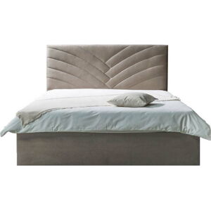 Béžová čalouněná dvoulůžková postel s úložným prostorem s roštem 160x200 cm Palmyre - Bobochic Paris
