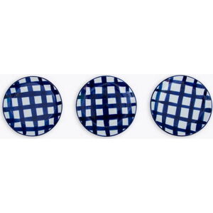 Sada 3 dezertních keramických talířů Madre Selva Blue Lines, ø 18 cm