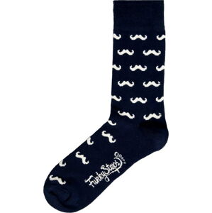 Pánské tmavě modré ponožky Funky Steps Mustache, velikost 41 - 45