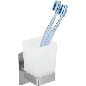 Bílý samodržící skleněný kelímek na zubní kartáčky Genova - Wenko