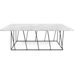 Bílý mramorový konferenční stolek s černými nohami TemaHome Helix, 75 x 120 cm