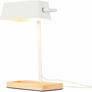 Stolní lampa s kovovým stínidlem v bílo-přírodní barvě (výška 40 cm) Cambridge – it's about RoMi