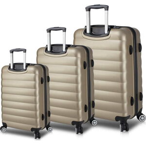 Sada 3 cestovních kufrů na kolečkách s USB porty ve zlaté barvě My Valice RESSO Travel Set