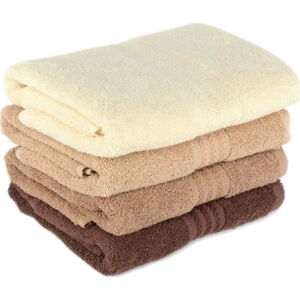 Sada 4 hnědých bavlněných ručníků Foutastic Home, 50 x 90 cm