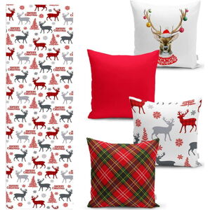 Sada 4 vánočních povlaků na polštář a běhounu na stůl Minimalist Cushion Covers Christmas Ornaments