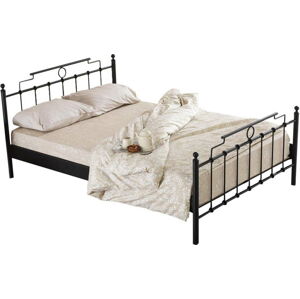 Černá kovová dvoulůžková postel s roštem 140x200 cm Hatkus – Kalune Design