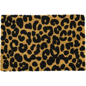 Černá rohožka z přírodního kokosového vlákna Artsy Doormats Leopard, 40 x 60 cm