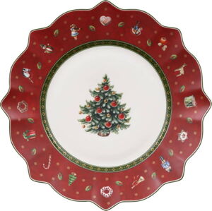 Červený porcelánový talíř s vánočním motivem Villeroy & Boch, ø 24 cm
