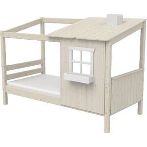 Bílá domečková postel z borovicového dřeva Flexa Classic Tree House, 90 x 200 cm
