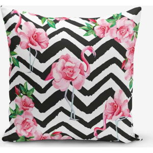 Povlak na polštář s příměsí bavlny Minimalist Cushion Covers Stripped Flamingo, 45 x 45 cm