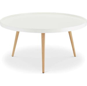 Bílý konferenční stolek s nohami z bukového dřeva Furnhouse Opus, Ø 90 cm