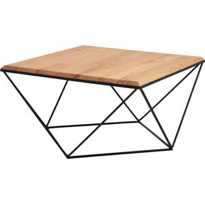 Konferenční stolek s černým podnožím a deskou z masivního dubu Custom Form Daryl, 80 x 80 cm