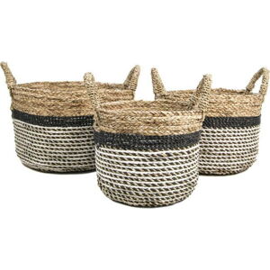 Sada 3 úložných košíků HSM collection Raffia Natural Gris