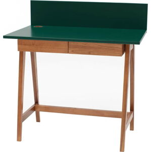 Zelený psací stůl s podnožím z jasanového dřeva Ragaba Luka Oak, délka 85 cm