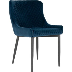 Tmavě modrá sametová jídelní židle Boston – House Nordic