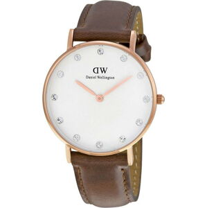 Dámské hodinky s koženým řemínkem a ciferníkem růžovozlaté barvy Daniel Wellington St Mawes, ⌀ 34 mm