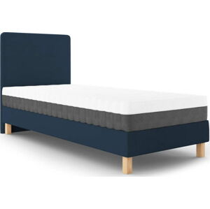 Tmavě modrá jednolůžková postel Mazzini Beds Lotus, 90 x 200 cm
