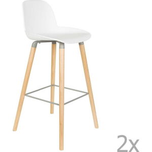 Sada 2 bílých barových židlí Zuiver Albert Kuip, výška sedu 75 cm