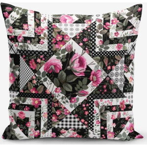 Povlak na polštář s příměsí bavlny Minimalist Cushion Covers Black White With Points Flower Modern, 45 x 45 cm