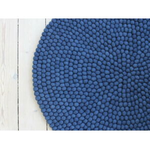 Modrý kuličkový vlněný koberec Wooldot Ball Rugs, ⌀ 140 cm