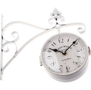 Bílé závěsné kovové oboustranné hodiny Dakls