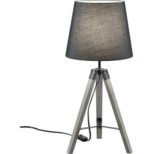 Šedá stolní lampa z přírodního dřeva a tkaniny Trio Tripod, výška 57,5 cm