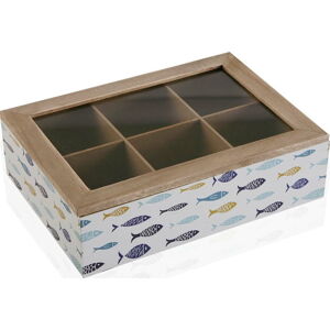 Dřevěná krabice na čaj s víkem Versa Blue Bay