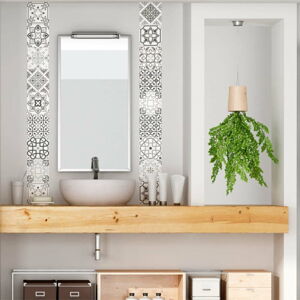 Sada 30 nástěnných samolepek Ambiance Cement Tiles Shade of Gray Bari, 10 x 10 cm