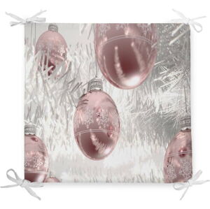 Vánoční podsedák s příměsí bavlny Minimalist Cushion Covers Pinky Ornaments, 42 x 42 cm