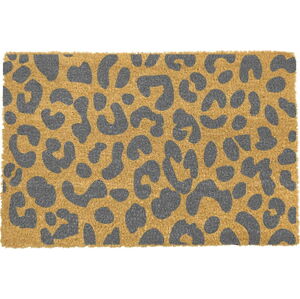 Šedá rohožka z přírodního kokosového vlákna Artsy Doormats Leopard, 40 x 60 cm