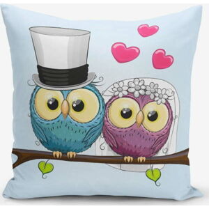 Povlak na polštář s příměsí bavlny Minimalist Cushion Covers Fall In Love Owls, 45 x 45 cm