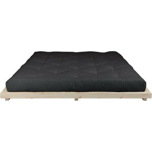 Dvoulůžková postel z borovicového dřeva s matrací Karup Design Dock Double Latex Natural Clear/Black, 180 x 200 cm